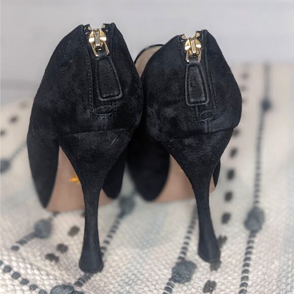 Prada Tear Drop Cut out Bootie High Heels Black Women's Size 37 1/2 / US 7.5 - Picture 5 of 10